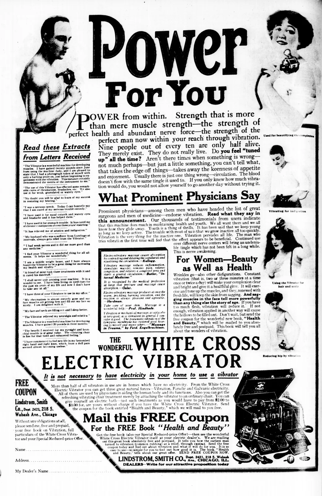 A 1913 New-York Tribune advertisement for the White Cross electric vibrator